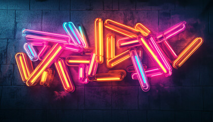 Fototapeta premium 3d render of a glowing neon sign with stars