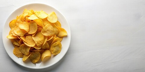White plate with panoramic chips for menu