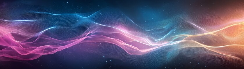 Abstract Blue and Pink Wave with Stars Background