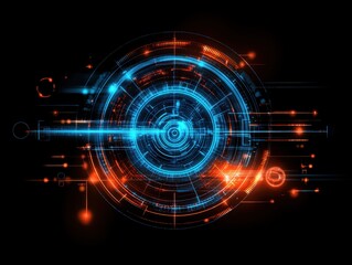 Obraz premium Futuristic digital interface, black background