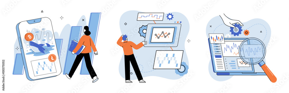 Poster technical analysis. vector illustration. finance professionals utilize technical analysis to make in