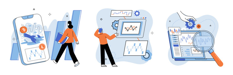 Technical analysis. Vector illustration. Finance professionals utilize technical analysis to make informed decisions about investments The technical analysis metaphor highlights importance