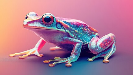 A frog depicted in Morphism style, featuring smooth gradients and abstract shapes highlighting its unique body structure.
