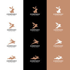 four sets of rabbit logos with unique styles