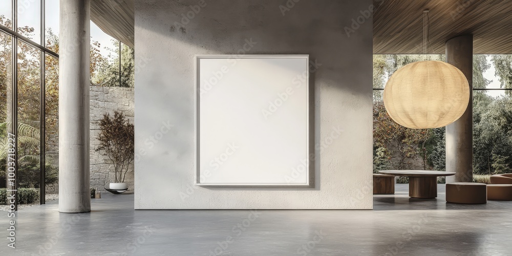 Wall mural Empty Poster Frame in Modern Minimalist Interior