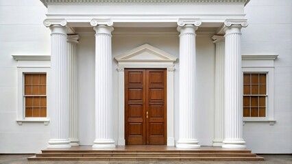 Obraz premium White structure with columns and brown door