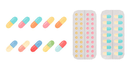 Cute pill capsule medicine illustration