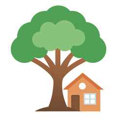 Home Tree Design Showcasing Cozy Vector Illustration for Nature Lovers
