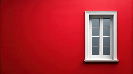 White window on red wall with forced perspective