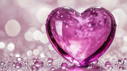 Fototapeta premium A tight shot of a heart-shaped object against a glittering backdrop, with soft focus on the object and out-of-focus background lights
