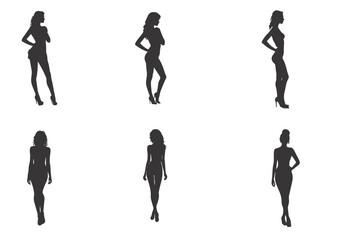 Silhouettes of Fashionable Women in Elegant Poses