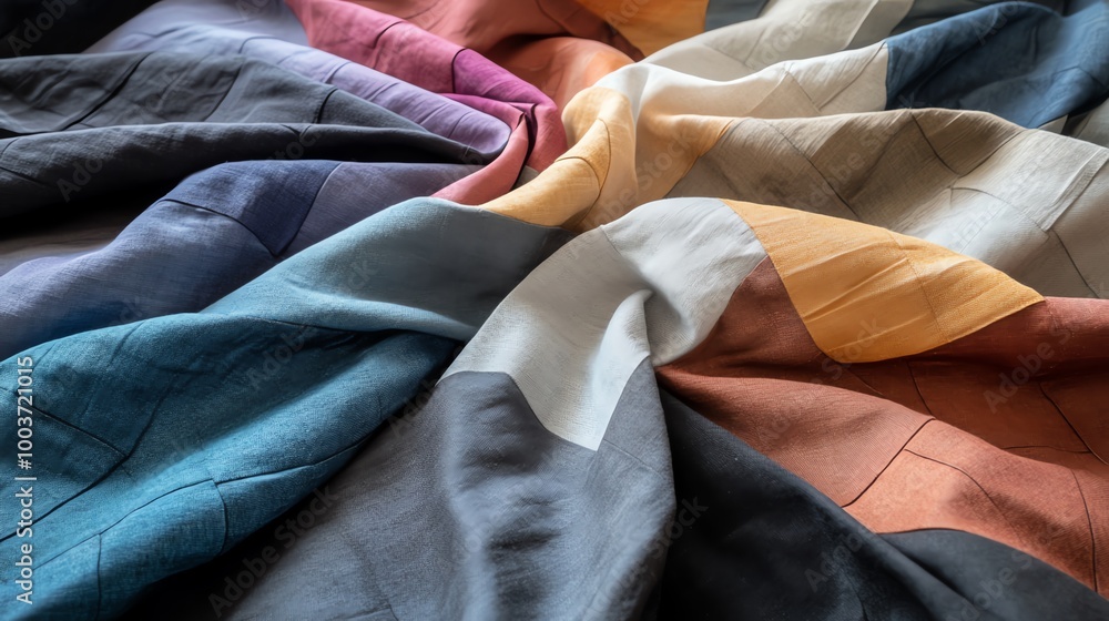 Aufkleber colorful fabric texture close-up with soft folds and vibrant patterns.