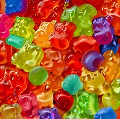 COlorful jelly gummy bears background