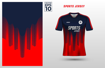 T-shirt sport jersey design template with geometric line pattern background. Sport uniform in front view. Shirt mock up for sport club. Vector Illustration	