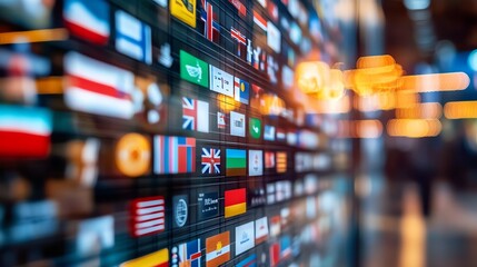 A vibrant display of international flags, showcasing cultural diversity and global unity in a visually striking format.