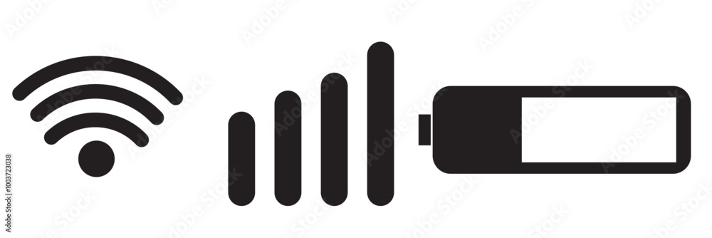Wall mural set of status bar icon. mobile phone system icons. signal, wifi, and battery vector illustration on 