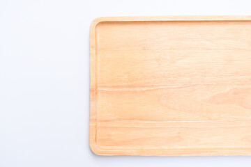 brown wooden tray isolated on white background