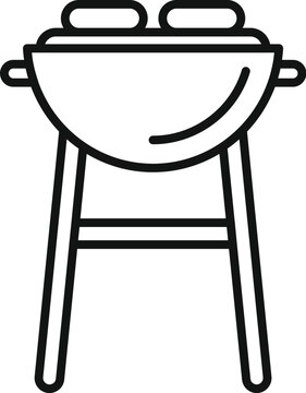 recommend clip art: Kettle barbecue grill with meat cooking on top icon, outline style