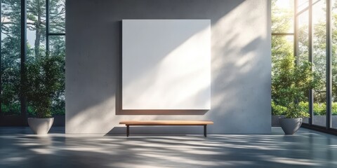 Empty White Canvas in Modern Space