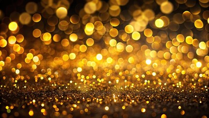 Luxurious golden bokeh overlay on dark background for decoration