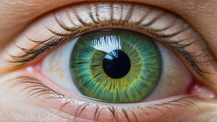 Fototapeta premium large bright green iris of the eye