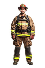 portrait of firefighter in uniform and equipment