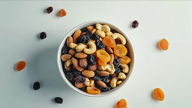 Trail mix or gorp, a compact snack mix meant for hiking, usually contains granola, dried fruit, nuts and occasionally candy