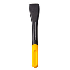 Obraz premium Utility scraper with a black and yellow handle, isolated on a white background.