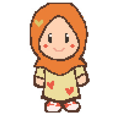 woman with orange outfit Pixel
