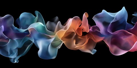 Obraz premium a group of colorful ribbons on a black background