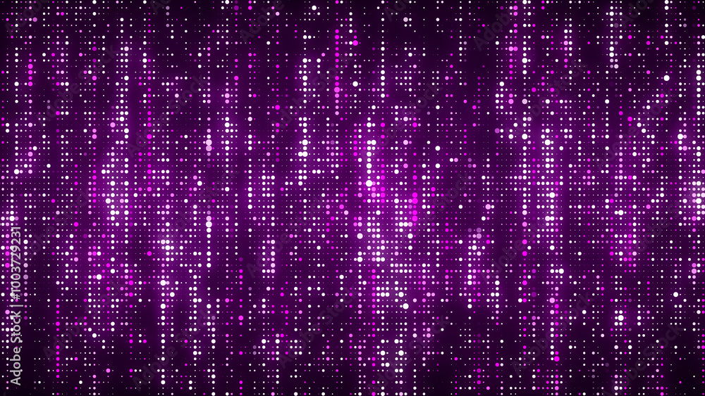Aufkleber flow of purple shimmering particles. glowing dynamic halftone sound wave. vector illustration.