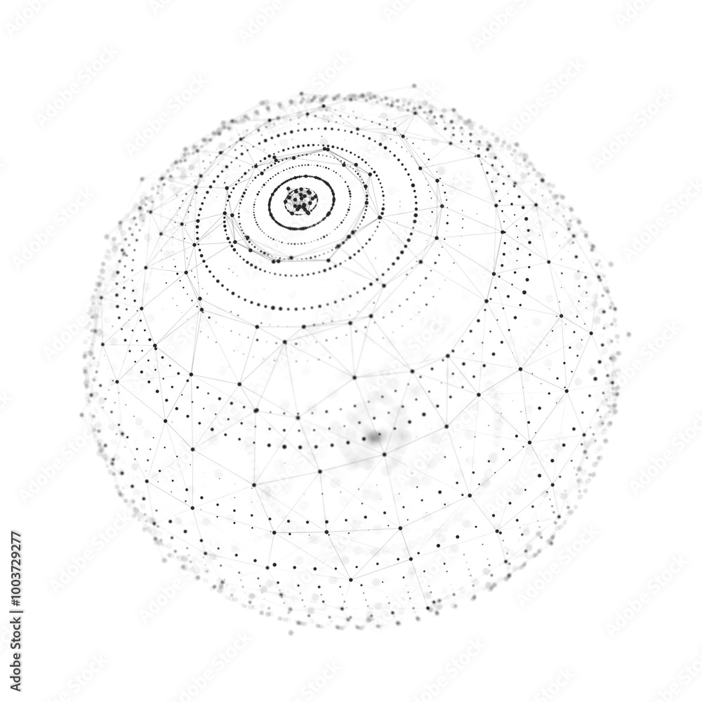 Poster sphere made up of points and lines on white background. network connection structure. big data visua