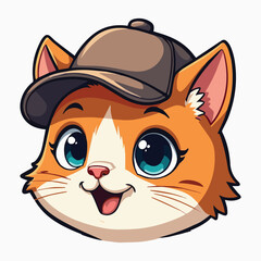 Fototapeta premium cat animal head cartoon in colorful flat illustration style.