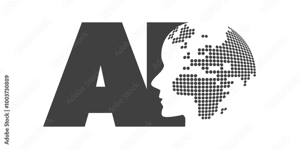Poster black and white machine learning, artificial intelligence, cloud computing and global networks desig