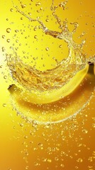  A banana with water droplets atop, another beneath