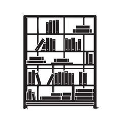 Booksheif vector- black  & white silhouette of bookshelf - book rake - wardrobe of books 