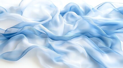 Obraz premium Blue and white sheer fabric, white isolate background