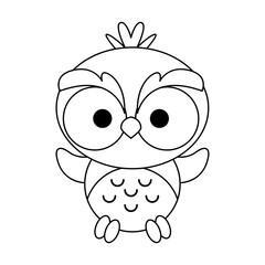 Coloring book for kids, Cute cartoon character owl