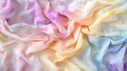 Soft pastel-colored wrinkled fabric creating a smooth, colorful texture