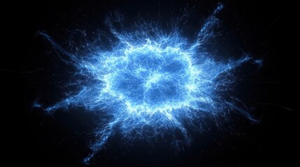 Electric Blue Plasma Burst on Black Background