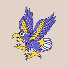 Doodle cute character illustration flying eagle sticker