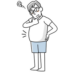 お腹についた脂肪を気にするシニア男性