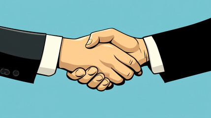 close up illustration of two hands shaking, symbolizing successful business deal or agreement. This image conveys trust and partnership in professional setting