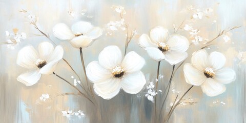 A beautiful painting of a white flower with a white background. The painting captures the essence of the flower, with its delicate petals and intricate details