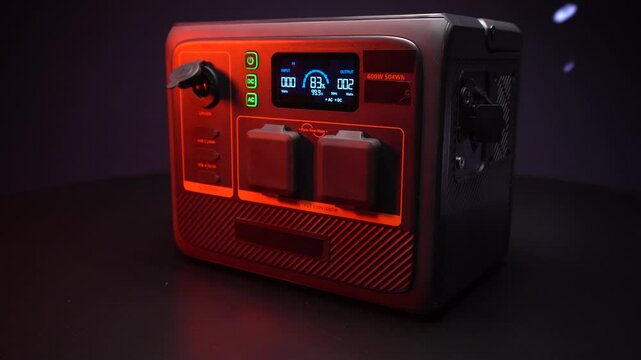 battery inverter charging station for home and apartment 600 watts 12 volts 220 volts video 4k in dark room