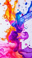 Fototapeta premium A multicolored liquid closely poured from a water faucet against a pristine white background