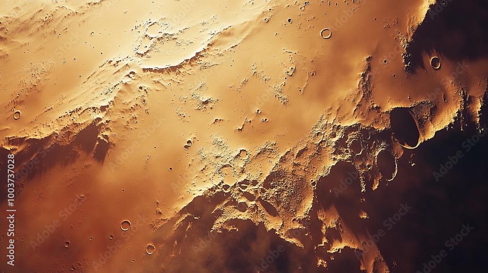 Canvas Prints a stunning view of planet mars from orbit reveals the rugged relief and numerous craters adorning th