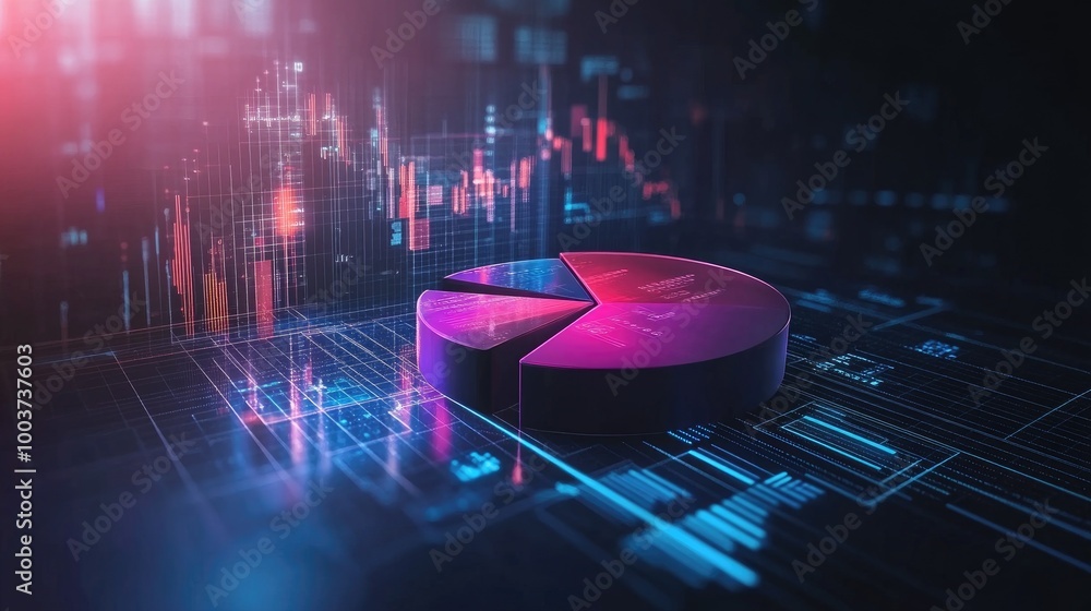 Poster modern digital pie chart on abstract background