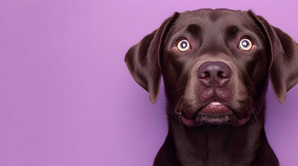 Fototapeta premium Chocolate Labrador Retriever with Big Brown Eyes Looks Up