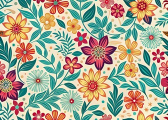 bicolor contour silhouette seamless pattern with flowers and leaves. Abstract floral spring, summer pattern.